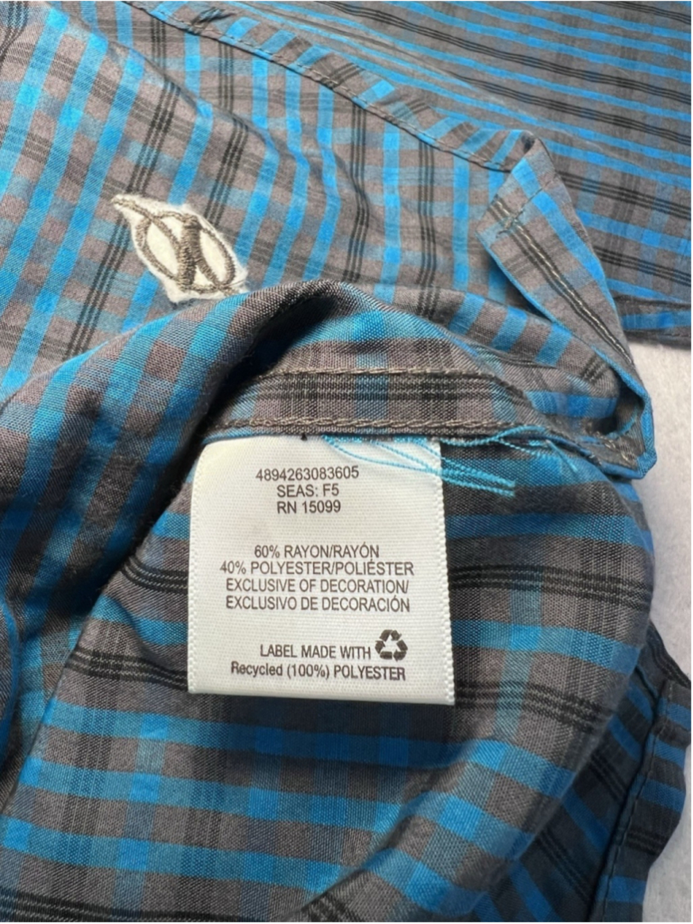 Nordic Track Camp Shirt Men's Large Plaid Blue Black Long Sleeve Outdoors - Picture 10 of 10